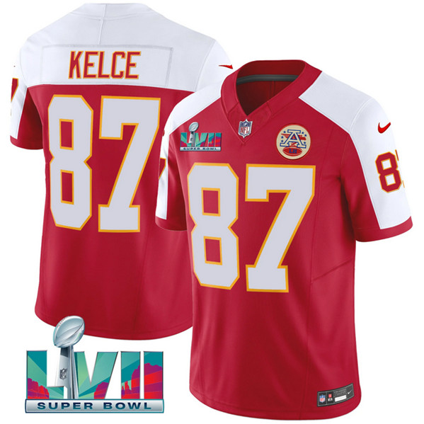 Men’s Kansas City Chiefs #87 Travis Kelce Red 2023 F.U.S.E. With Super Bowl LVII Patch Vapor Untouchable Limited Stitched Jersey
